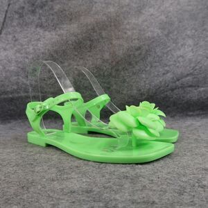 Jeffrey Campbell Shoes Womens 6 Sandal Jelly Flat Flower Thong Ankle Strap Green